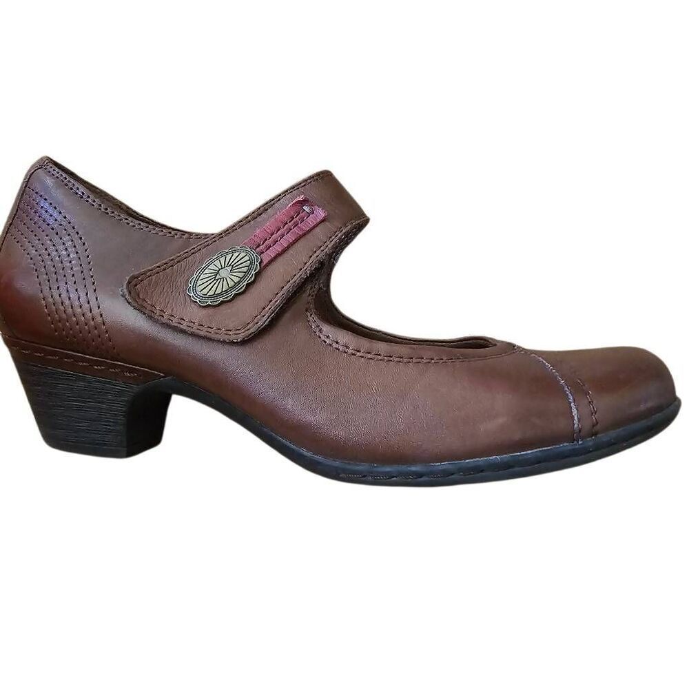 Rockport Shoes Womens 9M Brown Cobb Hill Mary Jane Leather Comfort Heel Work